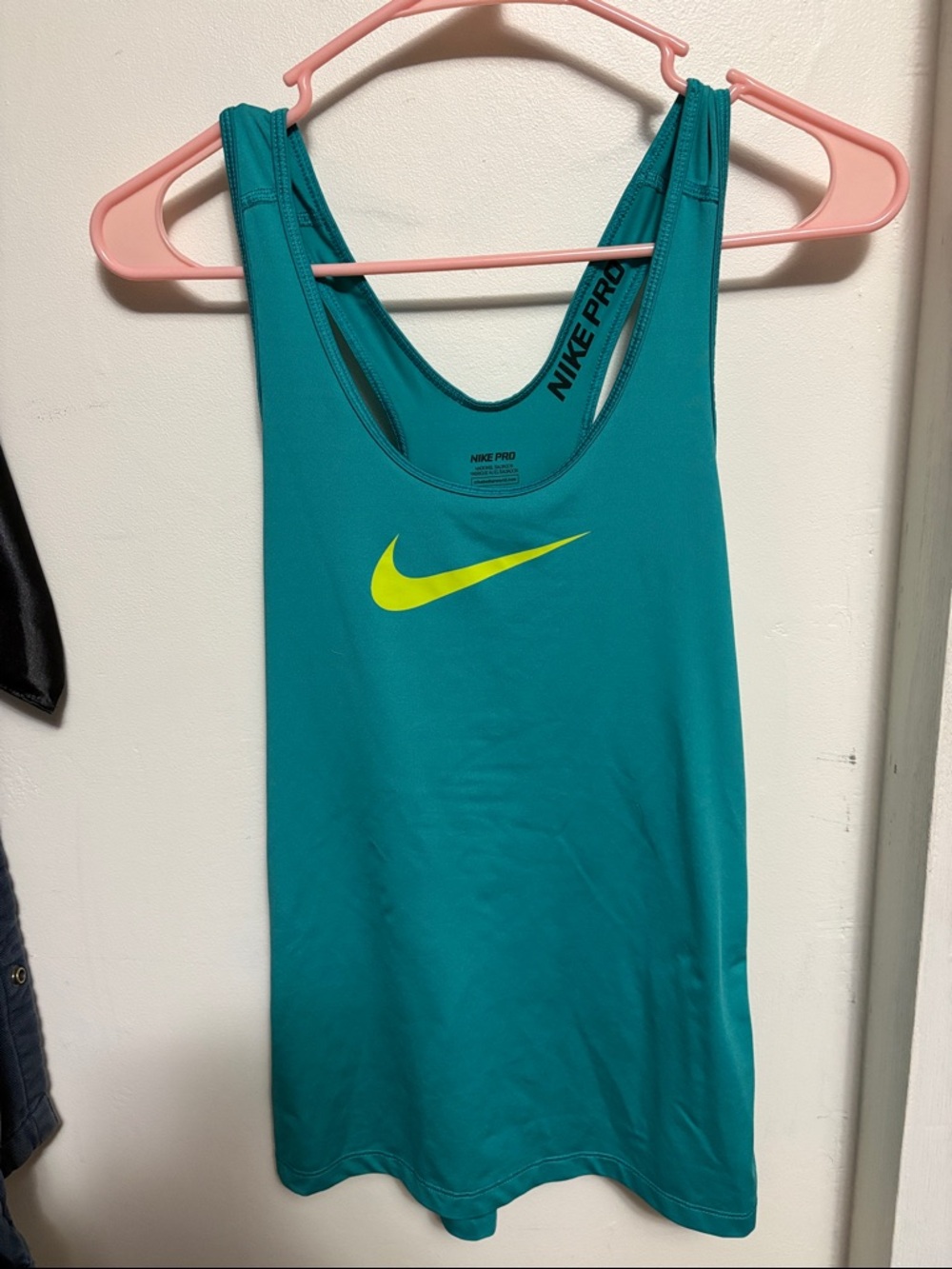 Nike Teal Athletic Tank with Neon Yellow Swoosh
